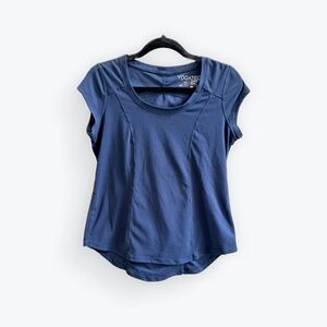 YOGATECH Navy Blue Cap Sleeve Top Size Med